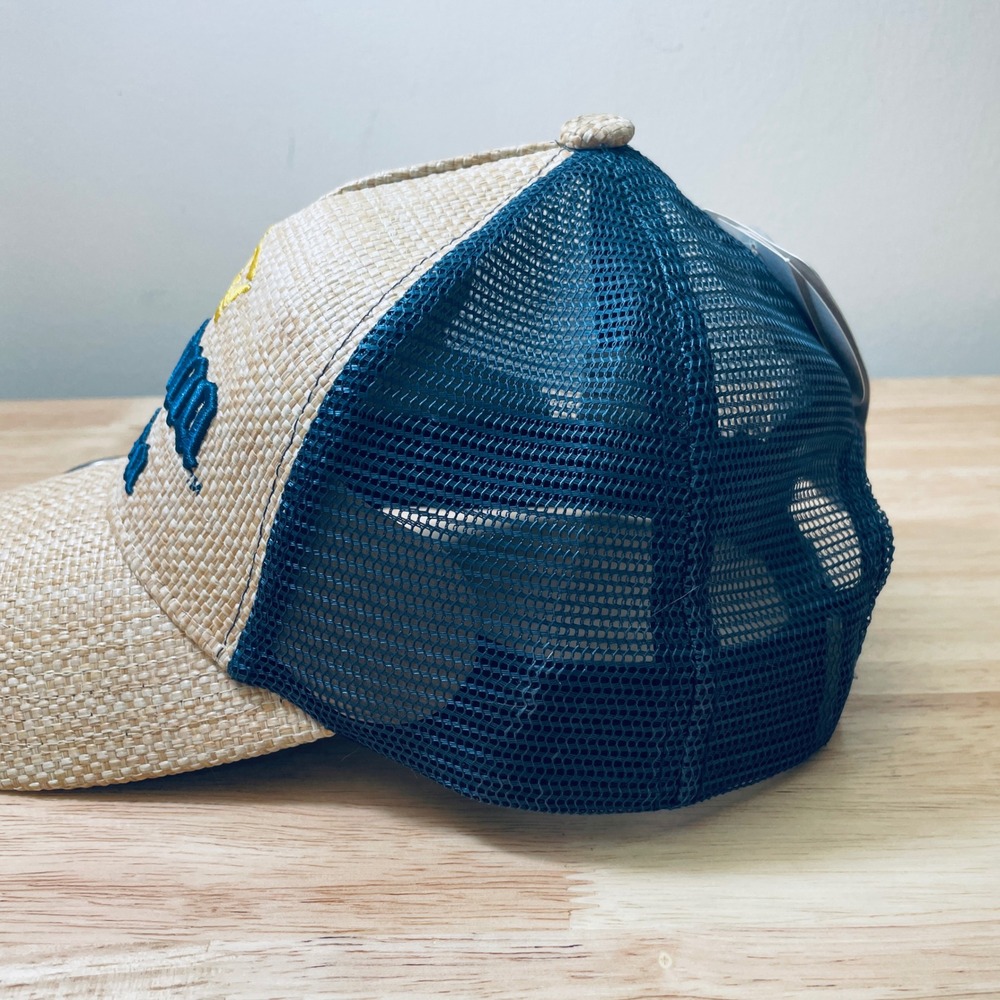 Corona Extra Straw Trucker Hat Navy Mesh Snapback with Built-in Bottle Opener - Picture 6 of 10